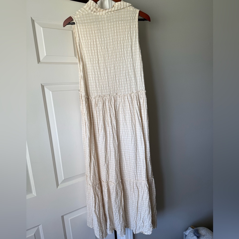 Free People Sleeveless Cream and White Gingham Dress Size Small - Picture 2 of 6